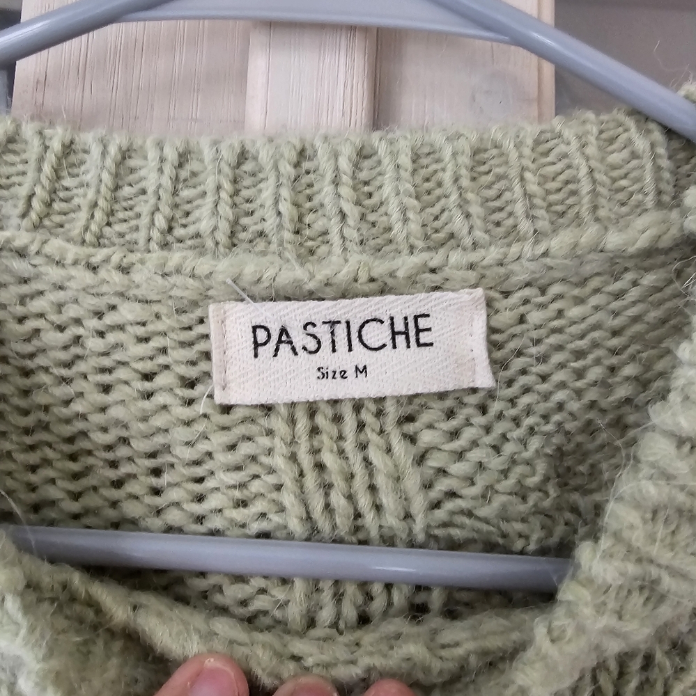 Pastiche Anthropologie Cable Knit Sweater SZ M Alpaca Wool Fisherman Grandpa - Picture 4 of 6